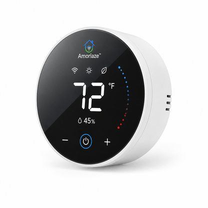 Amoriaze™ Wi-Fi Smart Thermostat — Touchscreen Home Temperature Controller with App Control, Humidity Display, Smart Scheduling, Eco Mode & Voice Control